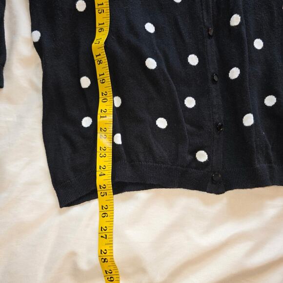 Talbots Womens Polka Dot Button Front Cardigan Size XL Black White Silk Blend - Picture 9 of 9